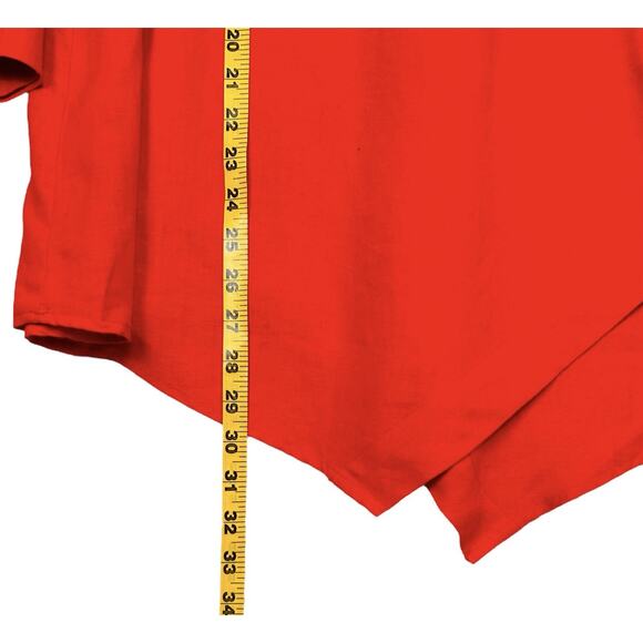 Jones NY Sz 1X Linen Shirt Top Red Asymmetric Button Front Lightweight - Picture 6 of 13